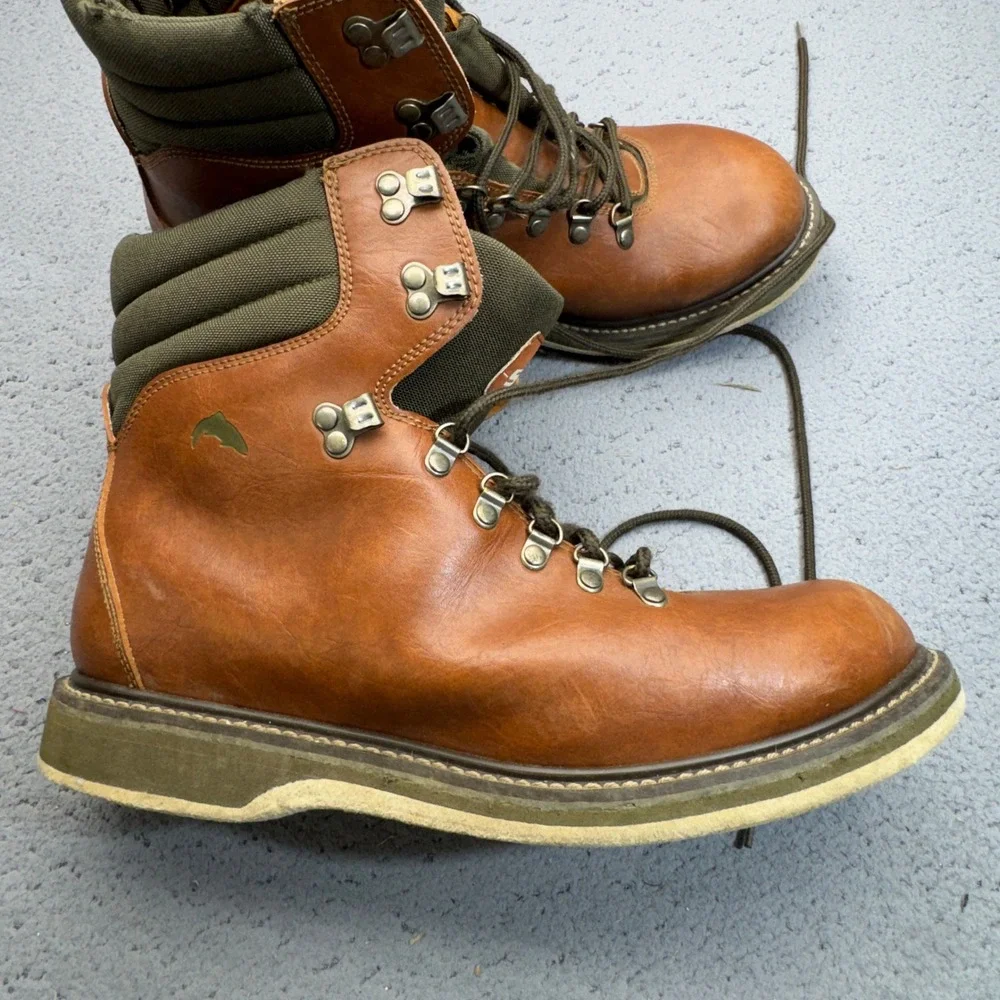 Simms Wading Boots Mens 14 Leather Felt Sole Fly Fishing Freestone Hiking Gorp